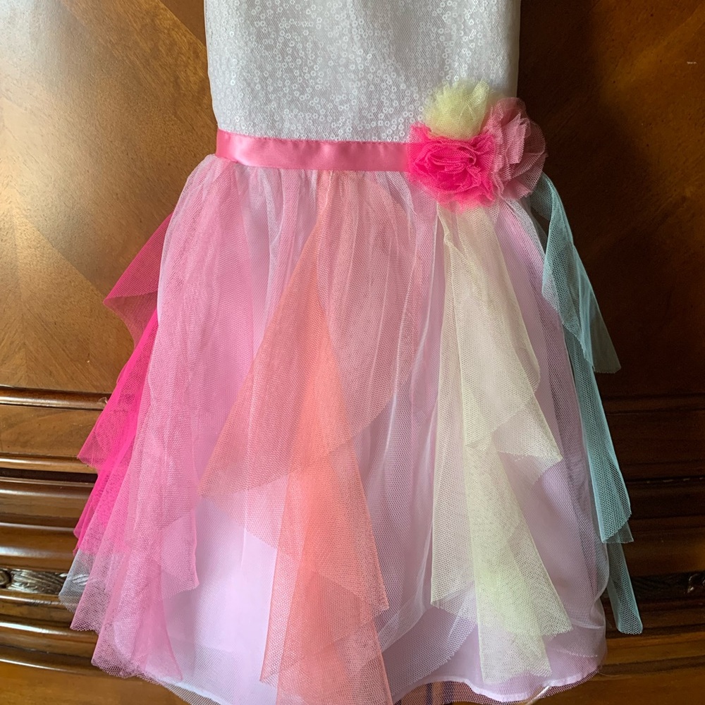 Beautiful unicorn colored dress, double lined,  soft tulle material